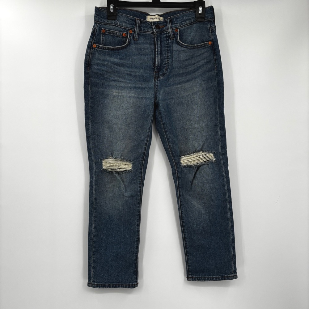 Madewell‎ The Perfect Vintage Crop Jean Distressed High Rise Indigo Blue 27P